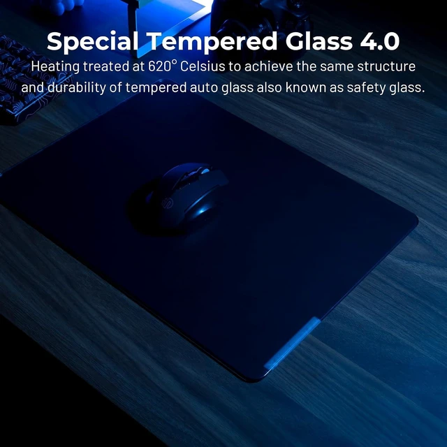 Alt view image 8 of 12 - XVX Black Glass Mousepad 4.0, Hard Mouse Pad for Gaming, Ultra-Smooth Micro-Etched Surface Mouse Mat with Non-Slip Rubber Base(410mm*310mm)