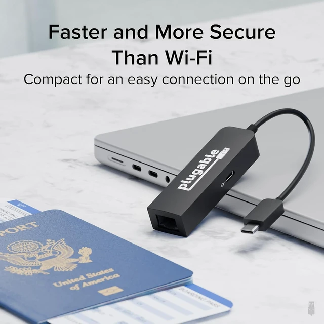 Alt view image 13 of 14 - Plugable USB C to Ethernet Adapter 2.5Gb with 100W USB-C PD Charging, 2.5 Gigabit Type C USB Ethernet Adapter for Windows, MacBook, Chrome, iPad, Surface, XPS, Thunderbolt 4, USB4 (USBC-E2500PD)
