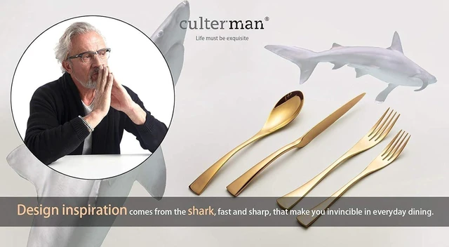 Alt view image 11 of 14 - 20 Piece Gold Flatware Silverware Cutlery Sets,unique modern look,Home & Kitchen Stainless Steel Dinnerware/Tableware/Utensils set For 4,Include Knives/Forks/Spoons Dishwasher Safe