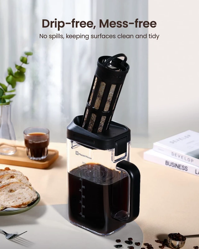 Alt view image 12 of 14 - Maestri House Compact Cold Brew Coffee Maker, 40oz Iced Tea and Coffee Maker Brewer Space Saving Tritan Pitcher, 350 Mesh Filter, 100% Leak-Proof