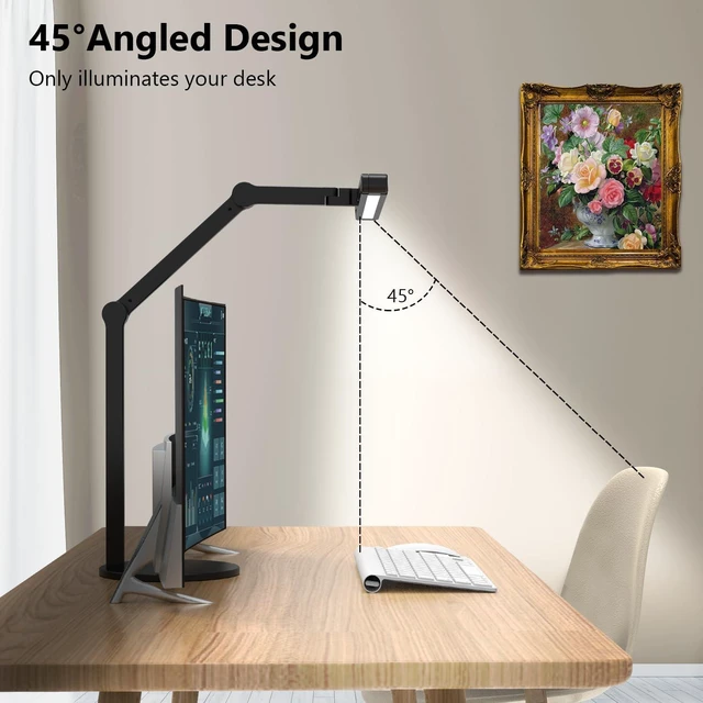Alt view image 10 of 12 - Micomlan Architect Desk Lamp with Atmosphere Lighting, Adjustable Led Desk Light for Home Office with Base, 24W Bright Auto Dimming Table Light with Rotatable Swing Arm for Workbench Computer
