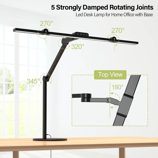 Alt view image 12 of 12 - Micomlan Architect Desk Lamp with Atmosphere Lighting, Adjustable Led Desk Light for Home Office with Base, 24W Bright Auto Dimming Table Light with Rotatable Swing Arm for Workbench Computer