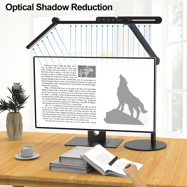 Alt view image 11 of 12 - Micomlan Architect Desk Lamp with Atmosphere Lighting, Adjustable Led Desk Light for Home Office with Base, 24W Bright Auto Dimming Table Light with Rotatable Swing Arm for Workbench Computer