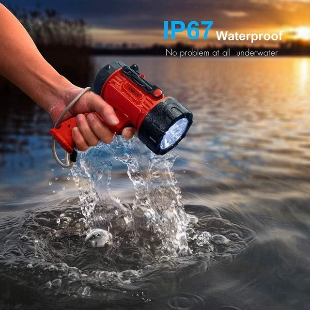 Alt view image 10 of 14 - YIERBLUE Rechargeable Spotlight Flashlight with 2000,000 High Lumen LED, IP67 Waterproof Long Running Spot Light searchlight, Impact Resistant Handheld Spotlight with Foldable Stand and Red Lens