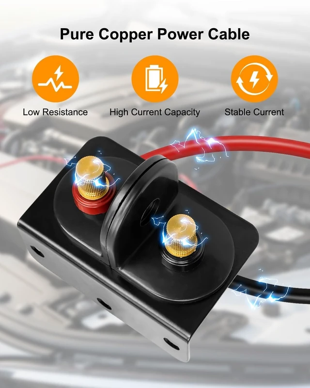 Alt view image 4 of 7 - Battery Jump Post Kit with Cable & Mounting Bracket for Car Truck RV
