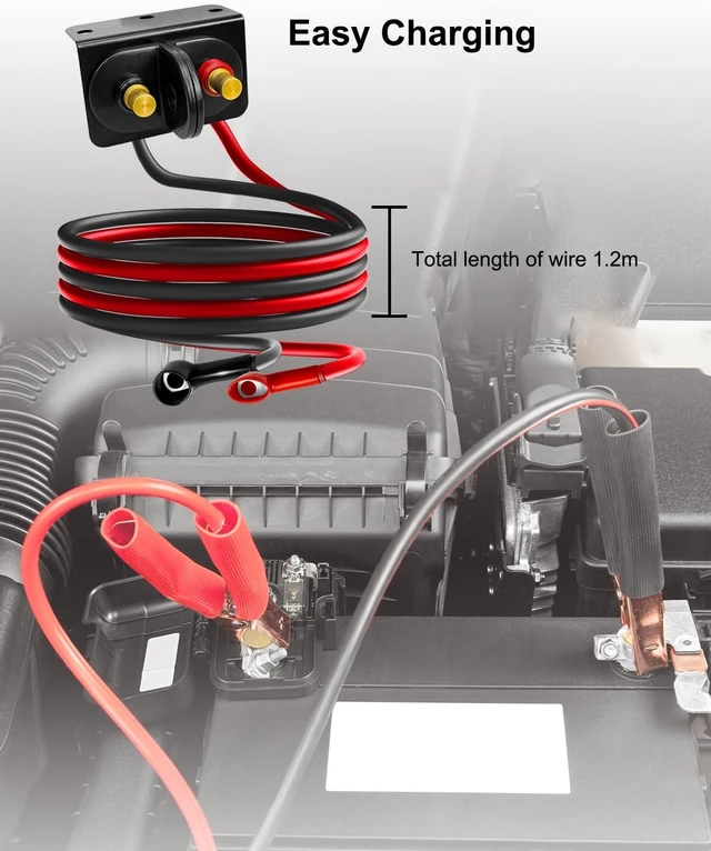 Alt view image 7 of 7 - Battery Jump Post Kit with Cable & Mounting Bracket for Car Truck RV