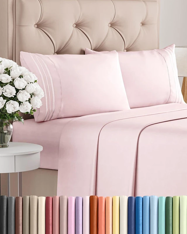 Alt view image 8 of 14 - Queen Size 4 Piece Sheet Set - Comfy Breathable & Cooling Sheets - Hotel Luxury Bed Sheets for Women & Men - Deep Pockets, Easy-Fit, Soft & Wrinkle Free Sheets - Lavender Pink Oeko-Tex Bed Sheet Set