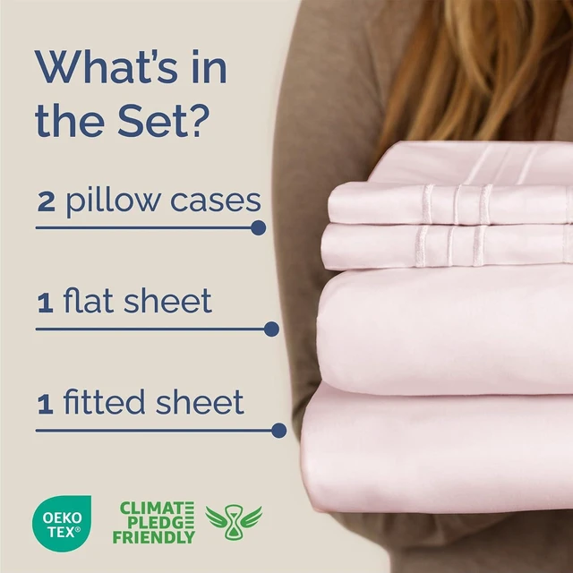 Alt view image 9 of 14 - Queen Size 4 Piece Sheet Set - Comfy Breathable & Cooling Sheets - Hotel Luxury Bed Sheets for Women & Men - Deep Pockets, Easy-Fit, Soft & Wrinkle Free Sheets - Lavender Pink Oeko-Tex Bed Sheet Set