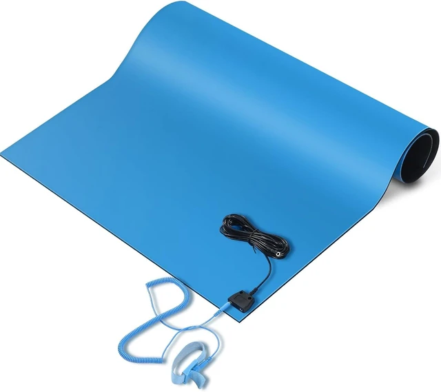 Alt view image 8 of 14 - Anti-Static Mat Kits Includes Heat Resistant ESD Mats Anti Static Wrist Straps Grounding Cords Rubber Solde Table ESD Pad for Computer PC Building Electronics Repair (1 Pack,24 x 35 in)