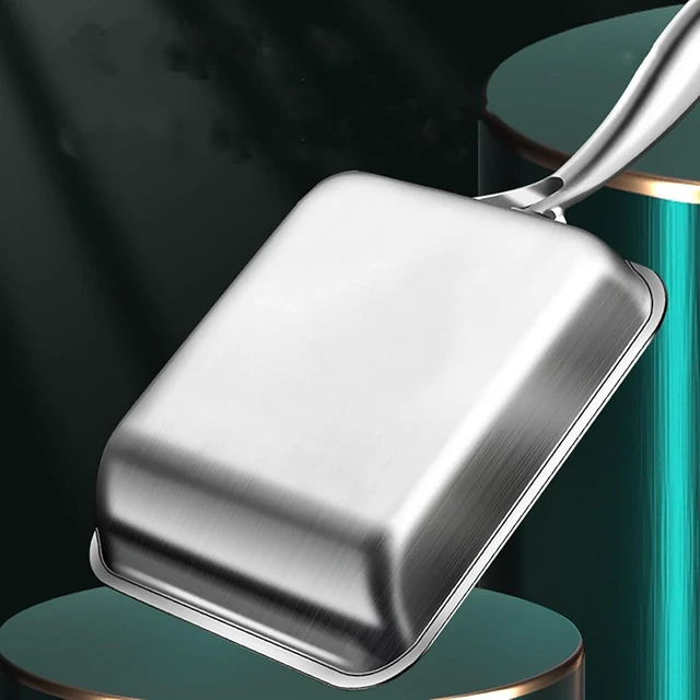 Alt view image 10 of 14 - 7.5" Japanese Omelette Egg Pan, 316 Stainless Steel Egg Pan, Square Frying Pans for Making Omelets and Bacon, Easy to Clean,Silver