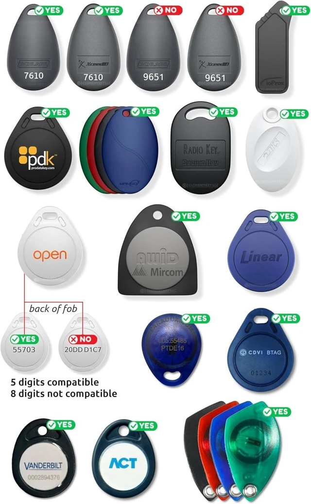 Alt view image 12 of 14 - Keysy RFID Duplicator - Copy Key Fobs and Key Cards (HID Prox, AWID, Indala, ioProx, Rosslare, XceedID, Paradox, CDVI + More) Reader Writer Copier Cloner 125kHz Including (1 Key Fob)