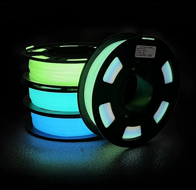 Alt view image 8 of 12 - 3D Printer Filament Bundle, Glow in The Dark Filament Multicolor, Green, Blue and Blue-Green, PLA Filament 1.75 mm, Dimensional Accuracy +/- 0.03 mm, 250g X 4 Pack
