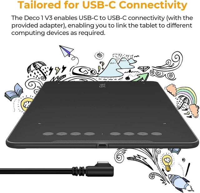 Alt view image 14 of 14 - XPPen Updated Deco 01 V3 Drawing Tablet-16384 Levels of Pressure Battery-Free Stylus, 10x6 Inch OSU Graphic Tablet, 8 Hotkeys for Digital Art, Teaching, Gaming Drawing Pad for Chrome, PC, Mac, Android