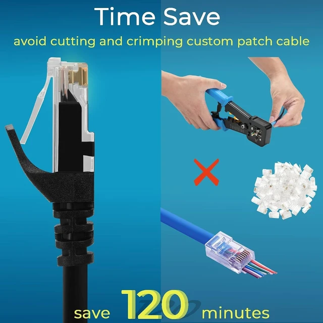 Alt view image 10 of 14 - Patch Cables Cat6 1ft (48 Pack), Ethernet Patch Cable 10G, Cat 6 Patch Cable for Patch Panel to Switch, Flexiable Cat 6 Ethernet Cable with Gold Plated Black