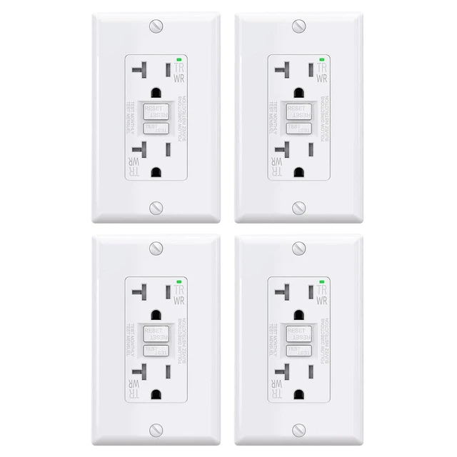 Alt view image 8 of 14 - GFCI Outlets 20 Amp, Self-Test Electrical Outlet, GFI Tamper & Weather Resistant Receptacle with LED Indicator, Ground Fault Circuit Interrupters, Wall Plate Included, UL Listed, White (4 Pack)