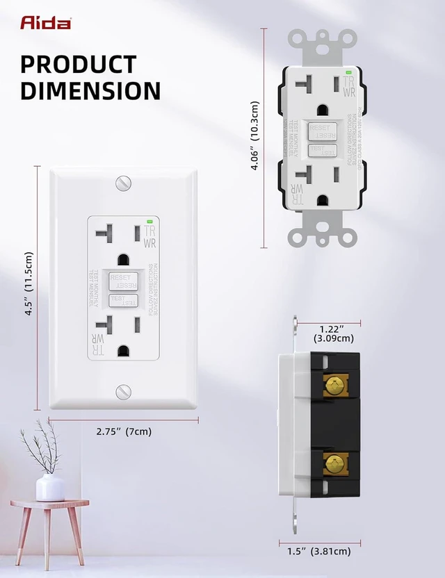 Alt view image 13 of 14 - GFCI Outlets 20 Amp, Self-Test Electrical Outlet, GFI Tamper & Weather Resistant Receptacle with LED Indicator, Ground Fault Circuit Interrupters, Wall Plate Included, UL Listed, White (4 Pack)