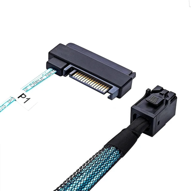 Alt view image 9 of 12 - SFF-8643 to 4x SFF-8482 Mini SAS HD Breakout Cable 1.6ft/0.5m, 12Gbps SAS3, 29+15 Pin Power; Forward Cable for RAID/HBA to Four SAS HDD/SSD; Compatible with LSI 9300-8i, Broadcom 9400-8i, Dell H330