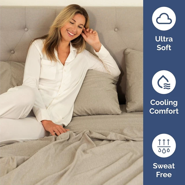 Alt view image 11 of 14 - Queen 6 Piece Sheet Set - Comfy Breathable & Cooling - Soft Hotel Luxury Bedding Set with 8-16 Inch Deep Pockets - 1 Flat & 1 Fitted Sheet & 4 Pillowcases - Wrinkle Free & Easy Care - Heathered Beige