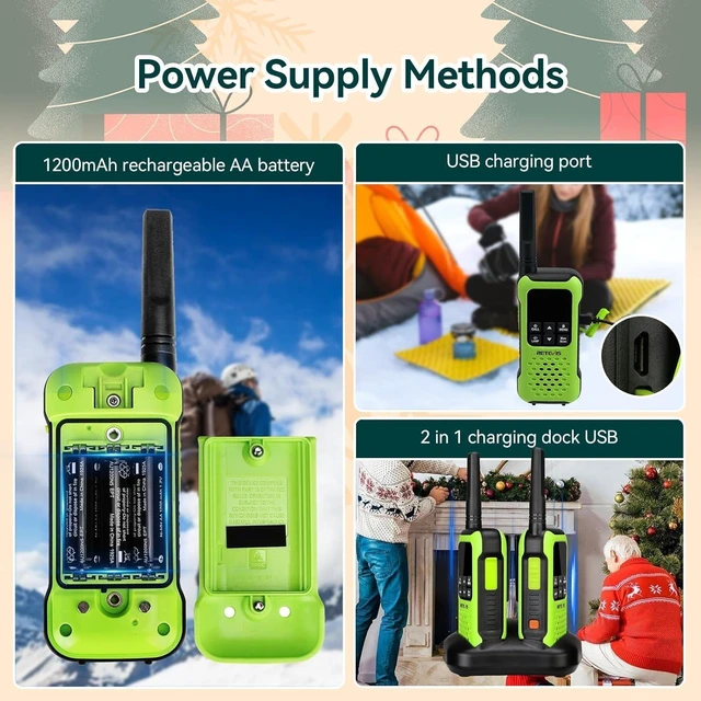 Alt view image 10 of 14 - RT49P Waterproof Walkie Talkies, IP67 Floating 2 Way Radio, NOAA Walkie Talkie, 1200mAh Rechargeable AA Batteries, SOS Flashlight Two Way Radio for Skiing Kayaking 2 Pcs