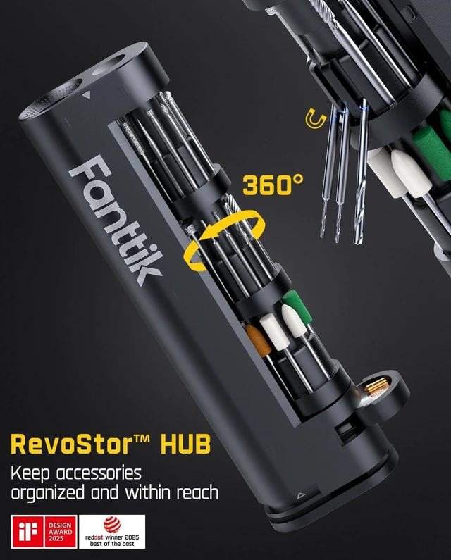 Alt view image 11 of 14 - Fanttik F2 Master Mini Cordless Rotary Tool Kit, NeoPulse Motor, 5 Speed, 25000 RPM, Revostor Hub, 35 Accessories, Engraving Pen, for 3D Printer Sanding, Polishing, Drilling, Carving, DIY Crafts