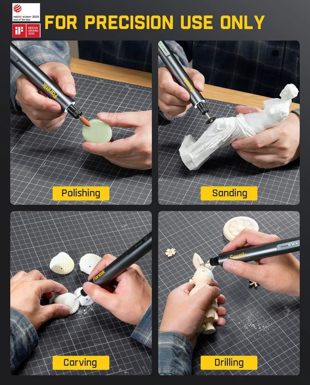Alt view image 14 of 14 - Fanttik F2 Master Mini Cordless Rotary Tool Kit, NeoPulse Motor, 5 Speed, 25000 RPM, Revostor Hub, 35 Accessories, Engraving Pen, for 3D Printer Sanding, Polishing, Drilling, Carving, DIY Crafts