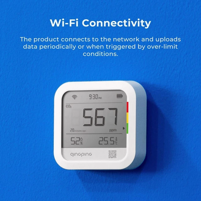 Alt view image 10 of 12 - CO2 Monitor Thermometer Hygrometer, Remote Monitoring via Qingping IoT, Temperature and Humidity Monitor for Different Scenarios, Fast Alert Notification, Rechargeable Battrey