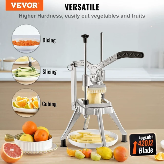 Alt view image 9 of 14 - VEVOR Commercial Vegetable Chopper w/ 4 Replacement Blades, Stainless Steel French Fry Cutter Potato Dicer & Fruit Slicer for Restaurants & Home Kitchen