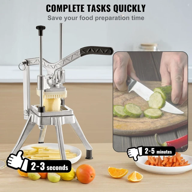 Alt view image 11 of 14 - VEVOR Commercial Vegetable Chopper w/ 4 Replacement Blades, Stainless Steel French Fry Cutter Potato Dicer & Fruit Slicer for Restaurants & Home Kitchen