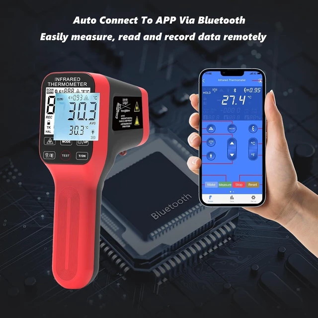 Alt view image 9 of 14 - -58°F to 2912°F High Temp Infrared Thermometer Gun DS=30:1,Industrial Infrared Thermometer with Bluetooth USB Rechargeable,Adjustable Emissivity, for Kiln, Forge,HVAC