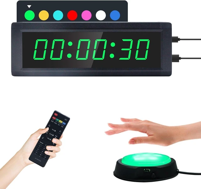 Alt view image 8 of 14 - Gym Timer Clock with Remote Control & Push Button,7 RGB Color, Programmable Interval Timer, Countdown/Up Stopwatch,Wall Clock for Home Gym Garage,Portable Training Accessories(Plug-in)