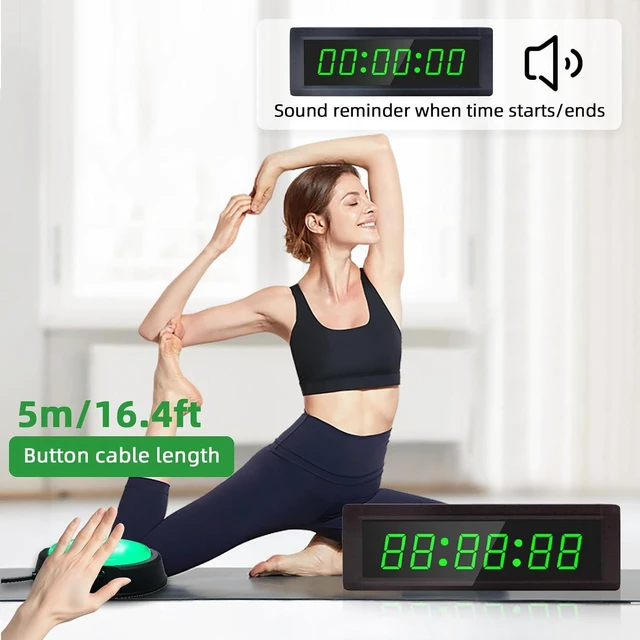 Alt view image 12 of 14 - Gym Timer Clock with Remote Control & Push Button,7 RGB Color, Programmable Interval Timer, Countdown/Up Stopwatch,Wall Clock for Home Gym Garage,Portable Training Accessories(Plug-in)