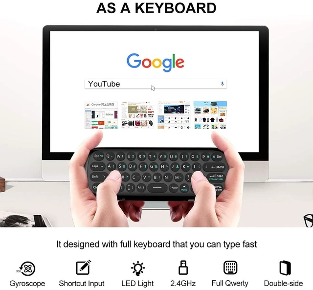 Alt view image 8 of 10 - WeChip W1 Universal TV Remote Air Mouse, Wireless Keyboard Fly Mouse 2.4GHz Connection Air Remote Keyboard Mouse for Android TV Box/PC/Smart TV/Projector/HTPC/All-in-one PC/TV (w1)