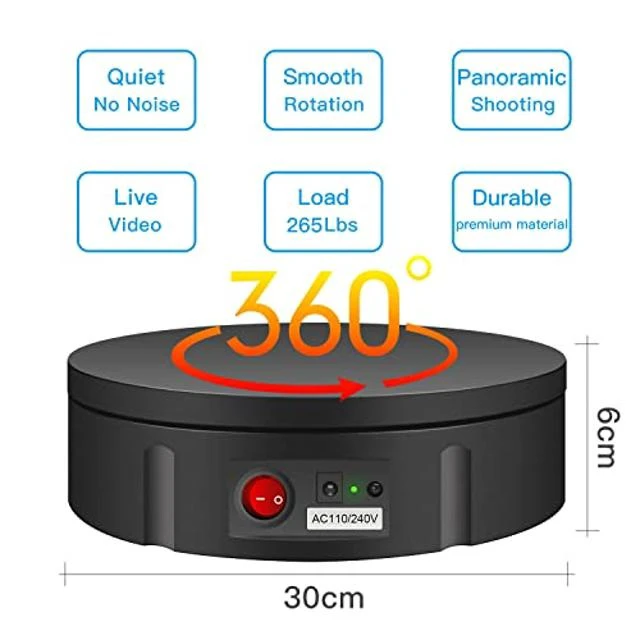 Alt view image 9 of 10 - JAYEGT Motorized Rotating Display Stand, 360 Degree Electric Rotating Turntable for Photography Products Display,Live Video Show,Remote Control Angle, Speed (Black, 11.8inch / 265Lbs Load,Wired)