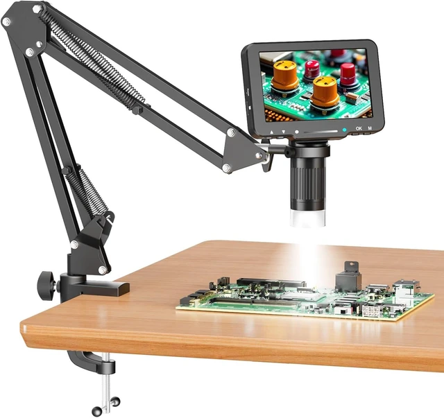 Alt view image 8 of 14 - 5" LCD Digital Microscope, 1000X Magnification Soldering Microscope for Electronics Repair, 1080P Video Camera with 8 Adjustable LED Lights, Type-C PC View, Flexible Stand