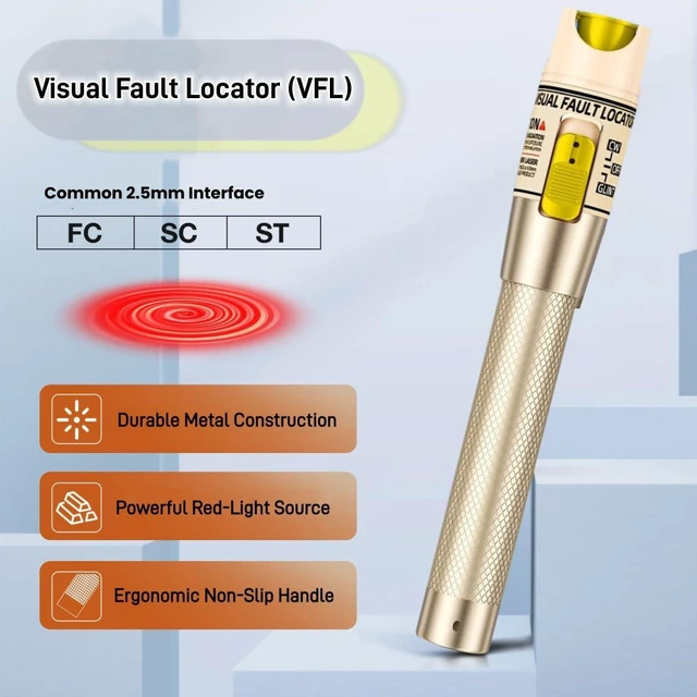 Alt view image 9 of 14 - Visual Fault Locator,100-120KM Fiber Optic Cable Tester Meter VFL Red Light Pen Light Source Testers (100-120KM VFL)