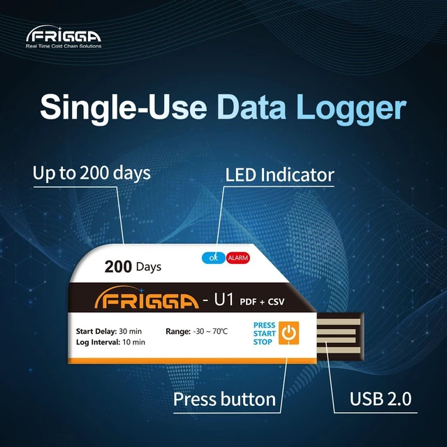Alt view image 11 of 14 - 10 Pack Temperature Data Logger Disposable Temperature Recorder 28800 Points USB Temperature Loggers Single Use High Accuracy 200 Days Cold Chain Transportation with PDF CSV Report, U1