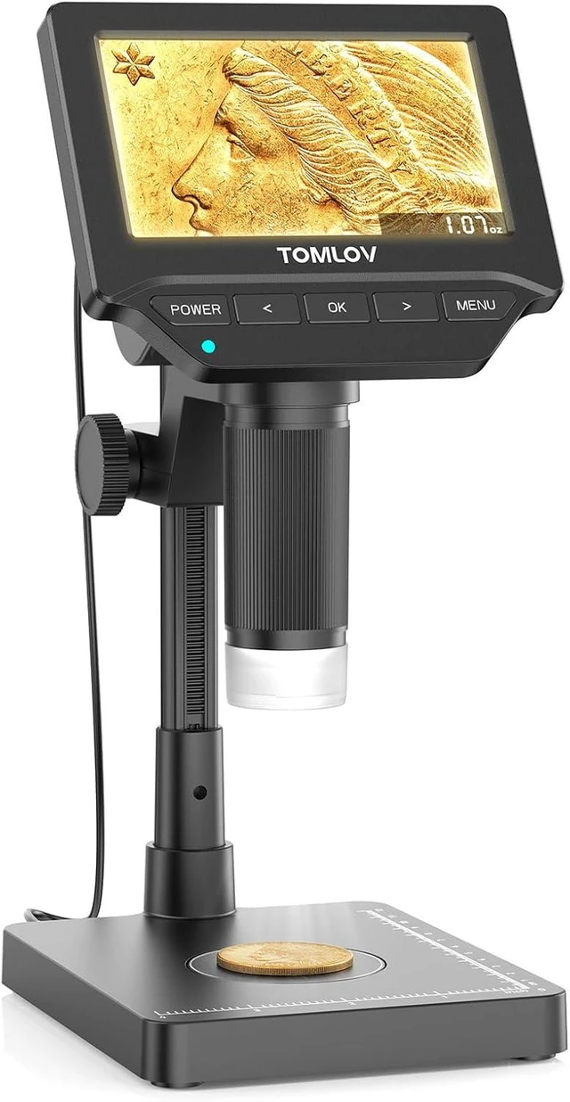 Alt view image 8 of 14 - TOMLOV DM4W Microscope with Weighing Scale: 4.3" Digital Coin Microscope with Screen, Error Coin Magnifier with Lights, Weight Scale for Collectors, Jeweler, Students, Compatible with Windows/Mac