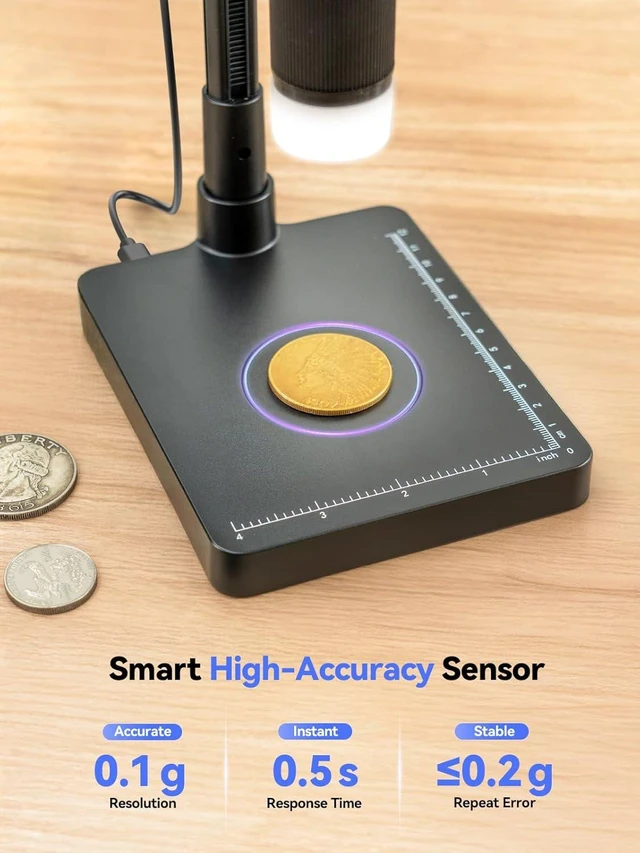 Alt view image 10 of 14 - TOMLOV DM4W Microscope with Weighing Scale: 4.3" Digital Coin Microscope with Screen, Error Coin Magnifier with Lights, Weight Scale for Collectors, Jeweler, Students, Compatible with Windows/Mac