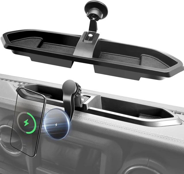 Alt view image 8 of 14 - Magnetic Jeep Phone Mount for 2018-2023 Wrangler JL JLU & Gladiator JT with 15W Wireless Charging- Dashboard Phone Holder with Magsafe for Jeep Wrangler & Gladiator 2/4 Doors Accessories (Not for 4XE)