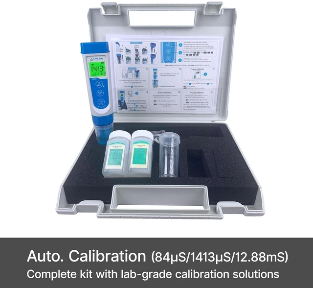 Alt view image 10 of 14 - Apera Instruments, LLC-AI314 Premium Series EC60 Waterproof Conductivity Pocket Tester Kit, ±1% F.S Accuracy, Easy Switch of EC/TDS/Salinity, Replaceable Probe