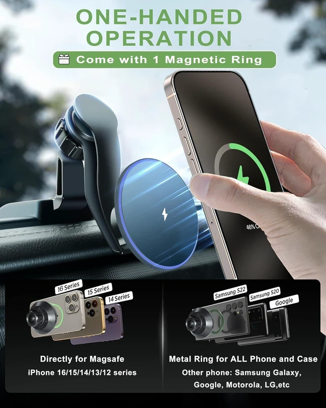 Alt view image 9 of 14 - Magnetic Jeep Phone Mount for 2018-2023 Wrangler JL JLU & Gladiator JT with 15W Wireless Charging- Dashboard Phone Holder with Magsafe for Jeep Wrangler & Gladiator 2/4 Doors Accessories (Not for 4XE)