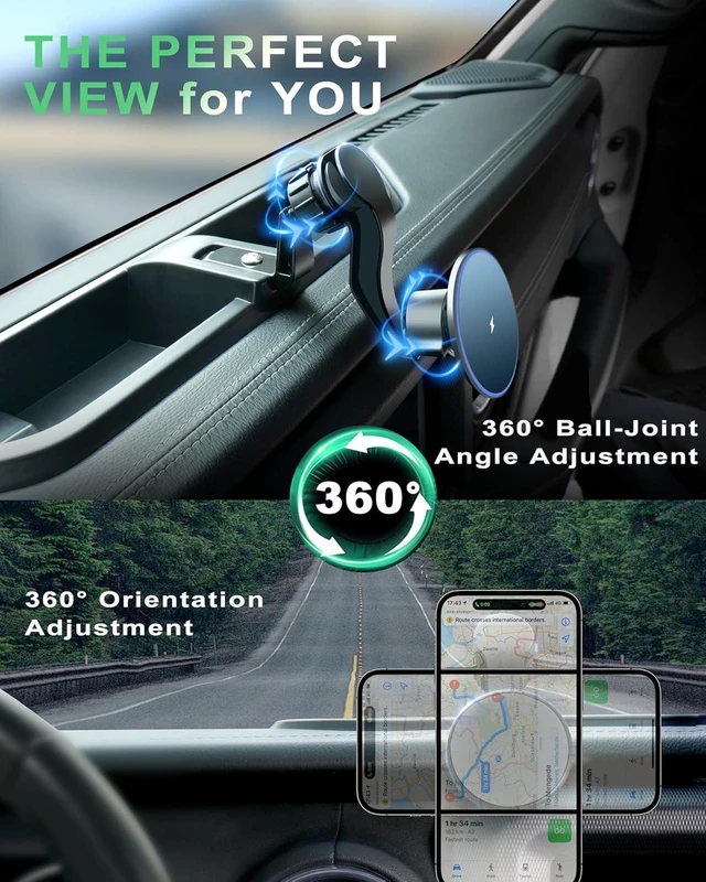 Alt view image 11 of 14 - Magnetic Jeep Phone Mount for 2018-2023 Wrangler JL JLU & Gladiator JT with 15W Wireless Charging- Dashboard Phone Holder with Magsafe for Jeep Wrangler & Gladiator 2/4 Doors Accessories (Not for 4XE)