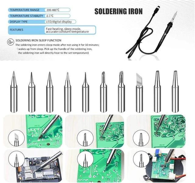 Alt view image 13 of 14 - 2 IN 1 750W LED Digital Soldering Station Hot Air Gun Rework Station Electric Soldering Iron For Phone PCB IC SMD BGA Welding SET 110V (8588D SET1)