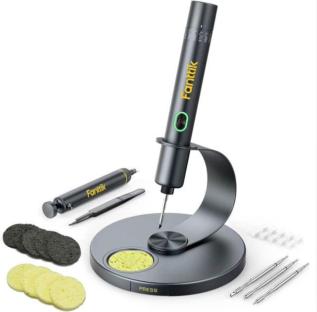 Alt view image 8 of 14 - Fanttik T1 Max Soldering Iron Kit, Cordless Soldering Iron, 7 Seconds Fast Heating(390°F-840), Auto Sleep, 4 Precision Soldering Tips(C210), 360° Swivel Stand, Soldering Iron for Precision Repair