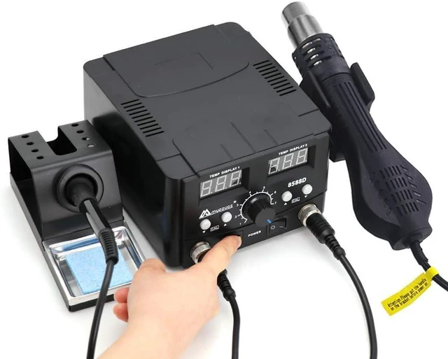 Alt view image 14 of 14 - 2 IN 1 750W LED Digital Soldering Station Hot Air Gun Rework Station Electric Soldering Iron For Phone PCB IC SMD BGA Welding SET 110V (8588D SET1)