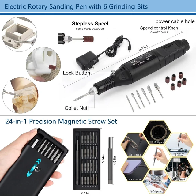 Alt view image 9 of 14 - 124Pcs 3D Printing Accessory Tools with Tool Bag for 3D Printer Modeler Basic Tools Diverse 3D Print Nozzle Cleaning Kit Mini Rotary Tool 3D Printer Tools for Remove/Trim and Finish 3D Print