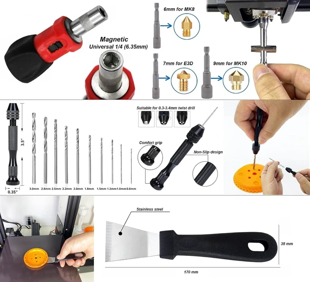 Alt view image 14 of 14 - 124Pcs 3D Printing Accessory Tools with Tool Bag for 3D Printer Modeler Basic Tools Diverse 3D Print Nozzle Cleaning Kit Mini Rotary Tool 3D Printer Tools for Remove/Trim and Finish 3D Print