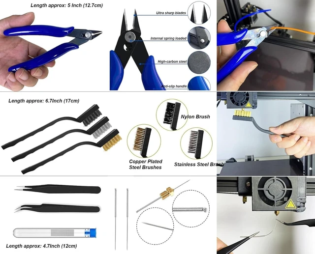 Alt view image 13 of 14 - 124Pcs 3D Printing Accessory Tools with Tool Bag for 3D Printer Modeler Basic Tools Diverse 3D Print Nozzle Cleaning Kit Mini Rotary Tool 3D Printer Tools for Remove/Trim and Finish 3D Print
