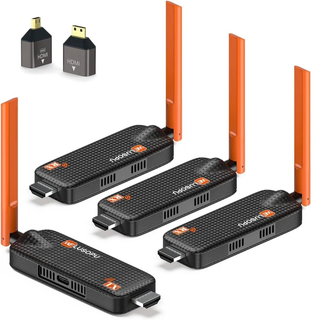 Alt view image 8 of 14 - Wireless HDMI Transmitter and 3 Receivers, Support Up to 6 Receivers, 5.8G WELUSOPU HDMI Wireless Extender Casting Content for PC Laptop Camera Cable Box to Multiple TVs Monitors Projectors -165FT