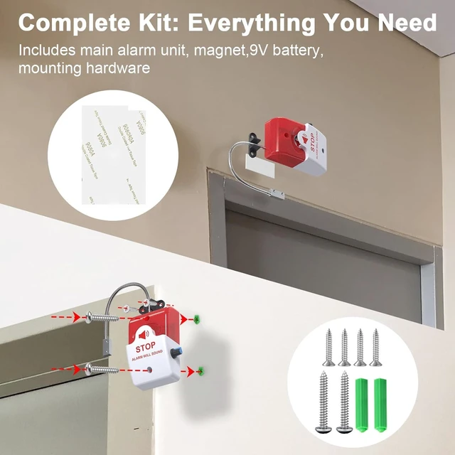 Alt view image 13 of 14 - Exit Door Alarm with 110dB Siren, Emergency Exit Security Device, Easy Installation, Battery Powered, Magnetic Sensor for Unauthorized Entry Prevention, Home, Warehouse, Office, Retail Use